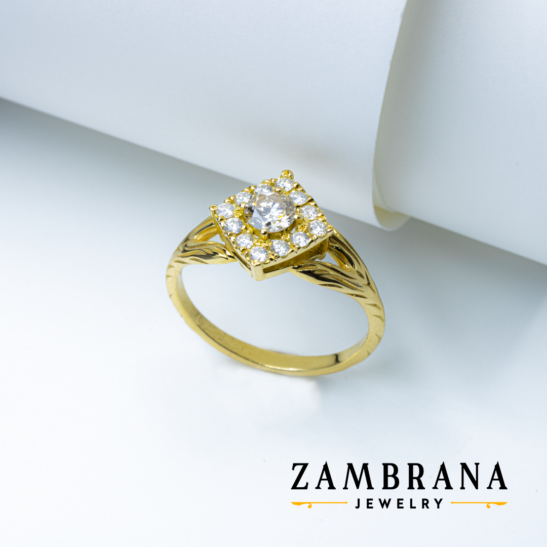 Anel de noivado ouro e diamante